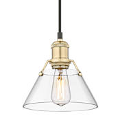 Golden Lighting Orwell 8" Wide Mini Pendant with a Clear Glass Shade Brushed Champagne Bronze