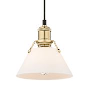 Golden Lighting Orwell 8" Wide Mini Pendant with a Frosted Glass Shade Brushed Champagne Bronze