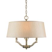 Golden Lighting Waverly 3 Light 19" Wide Semi-Flush Drum Ceiling Fixture Antique Brass with Silken Parchment Shade