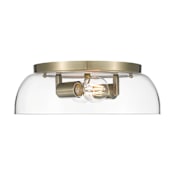 Golden Lighting Duncan 2 Light 14" Wide Flush Mount Ceiling Fixture Aged Brass / Clear