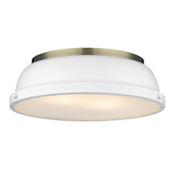 Golden Lighting Duncan 14" Wide Flush Mount Ceiling Fixture Aged Brass / Matte White