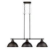 Golden Lighting Duncan 3 Light 40" Wide Linear Pendant Rubbed Bronze