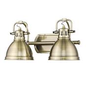 Golden Lighting Duncan 2 Light 17" Wide Bathroom Vanity Light - Aged Brass Finish Aged Brass / Aged Brass