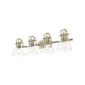 Golden Lighting Duncan 4 Light 34" Wide Vanity Light Aged Brass / Clear