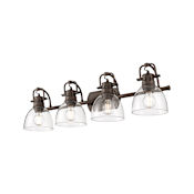 Golden Lighting Duncan 4 Light 34" Wide Vanity Light Rubbed Bronze / Clear