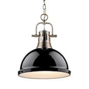 Golden Lighting Duncan 14" Wide Outdoor Chain Hung Pendant Aged Brass / Black