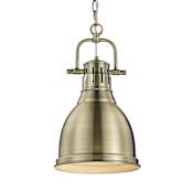 Golden Lighting Duncan 9" Wide Outdoor Chain Hung Mini Pendant Aged Brass