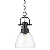 Golden Lighting Duncan 9" Wide Mini Pendant Matte Black / Clear