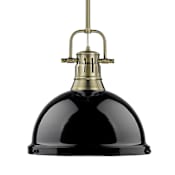 Golden Lighting Duncan 14" Wide Outdoor Rod Hung Pendant Aged Brass / Black