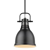 Golden Lighting Duncan Single Light 9" Wide Mini Pendant Black / Matte Black