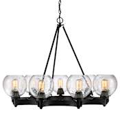 Golden Lighting Galveston 9 Light Mini Chandelier with Seedy Glass Shades Rubbed Bronze