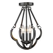 Golden Lighting Saxon 3 Light 12-1/2" Wide Semi Flush Ceiling Fixture Aged Bronze