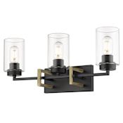 Golden Lighting Tribeca 3 Light 23" Wide Bathroom Vanity Light Black / Aged Brass
