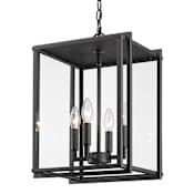 Golden Lighting Tribeca 4 Light 12" Wide Outdoor Taper Candle Pendant Natural Black (UV) / Clear