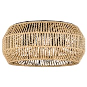 Golden Lighting Marlee 2 Light 14" Wide Flush Mount Drum Ceiling Fixture with a Natural Raphia Rope Shade Matte Black / Natural Raphia