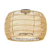 Golden Lighting Everly 4 Light 19" Wide Semi-Flush Drum Ceiling Fixture Matte Black / Natural Raphia