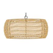Golden Lighting Everly 6 Light 27" Wide Drum Chandelier Matte Black / Natural Rattan