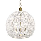 Golden Lighting Florence 3 Light 19" Wide Cage Pendant Brushed Champagne Bronze / Bleached White Raphia