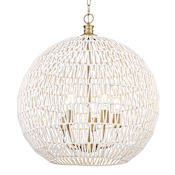 Golden Lighting Florence 5 Light 25" Wide Multi Light Pendant Brushed Champagne Bronze / Bleached White Raphia