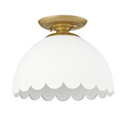 Golden Lighting Dorinda 12" Wide Semi-Flush Ceiling Fixture Brushed Champagne Bronze / Opal Glass
