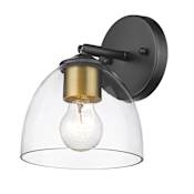 Golden Lighting Roxie 8" Tall Wall Sconce Matte Black / Brushed Champagne Bronze