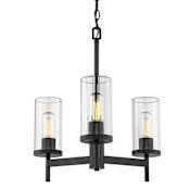 Golden Lighting Winslett 3 Light 20" Wide Chandelier Matte Black / Clear