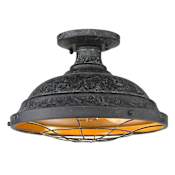 Golden Lighting Bartlett 2 Light 14" Wide Semi-Flush Ceiling Fixture Black Patina