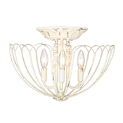 Golden Lighting Marguerite 4 Light 16" Wide Semi-Flush Bowl Ceiling Fixture Vintage Parisian White