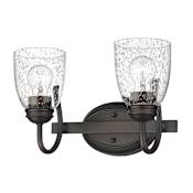 Golden Lighting Parrish 2 Light 14" Wide Bathroom Vanity Light with Seedy Glass Shades Rubbed Bronze