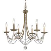 Golden Lighting Mirabella 6 Light 25" Wide Beaded Chandelier Golden Aura