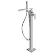 Graff Solar Floor Mounted Tub Filler with Built-In Diverter - Includes Hand Shower Brushed Nickel PVD