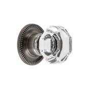 Grandeur Chambord 1-3/8"Faceted Glam Crystal Cabinet Knob / Drawer Knob with Newport Rosette Antique Pewter