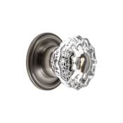 Grandeur Versailles 1-3/8" Vintage Luxury Fluted Crystal Cabinet Knob with Georgetown Rosette Antique Pewter