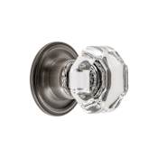 Grandeur Chambord 1-3/8"Faceted Glam Crystal Cabinet Knob / Drawer Knob with Georgetown Rosette Antique Pewter