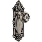 Grandeur Grande Victorian Solid Brass Rose Single Dummy Door Knob with Parthenon Knob Antique Pewter