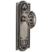 Grandeur Vintage Victorian Privacy Door Knob Set with Grande Victorian Knob and 2-3/8" Backset - Solid Brass Antique Pewter