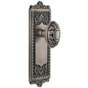 Grandeur Vintage Victorian Passage Door Knob Set with Grande Victorian Knob and 2-3/8" Backset - Solid Brass Antique Pewter
