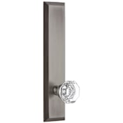 Grandeur Fifth Avenue Solid Brass Rose Tall Plate Single Dummy Door Knob with Chambord Crystal Knob Antique Pewter