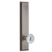 Grandeur Fifth Avenue Solid Brass Tall Plate Right Handed Privacy Door Knob Set with Fontainebleau Crystal Knob and 2-3/8" Backset Antique Pewter