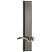 Grandeur Carre Solid Brass Tall Plate Rose Left Handed Single Dummy Door Lever with Bellagio Lever Antique Pewter