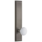 Grandeur Carre Solid Brass Tall Plate Rose Single Dummy Door Knob with Hyde Park Knob Antique Pewter
