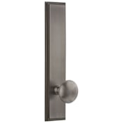 Grandeur Carre Solid Brass Tall Plate Rose Dummy Door Knob Set with Fifth Avenue Knob Antique Pewter