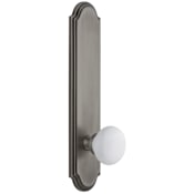 Grandeur Arc Solid Brass Tall Plate Rose Passage Door Knob Set with Hyde Park Knob and 2-3/8" Backset Antique Pewter