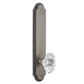 Grandeur Arc Solid Brass Tall Plate Rose Single Dummy Door Knob with Biarritz Crystal Knob Antique Pewter