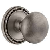 Grandeur Soleil Solid Brass Passage Door Knob Set with Fifth Avenue Knob and 2-3/8" Backset Antique Pewter
