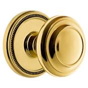 Grandeur Soleil Solid Brass Passage Door Knob Set with Circulaire Knob and 2-3/8" Backset Lifetime Brass