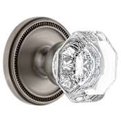 Grandeur Soleil Solid Brass Dummy Door Knob Set with Chambord Crystal Knob Antique Pewter