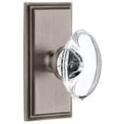 Grandeur Carre Solid Brass Rose Single Dummy Door Knob with Provence Crystal Knob Antique Pewter