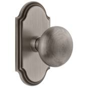 Grandeur Arc Solid Brass Dummy Door Knob Set with Fifth Avenue Knob Antique Pewter