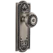 Grandeur Parthenon Solid Brass Rose Passage Door Knob Set with Parthenon Knob and 2-3/4" Backset Antique Pewter